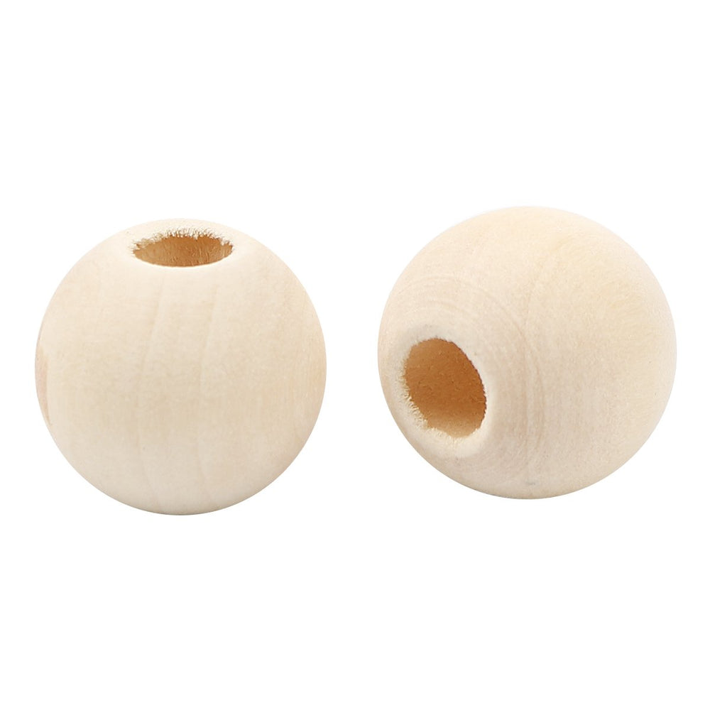 200 Round Natural Unfinished 18mm Wood Bead with 7mm Hole